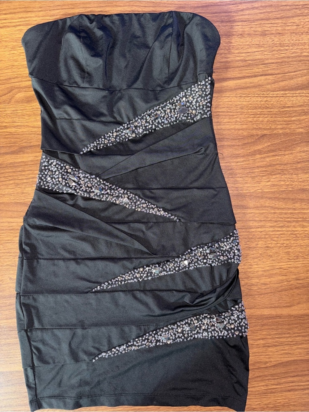 Nikibiki Strapless Black Beaded Bodycon Cocktail Dress